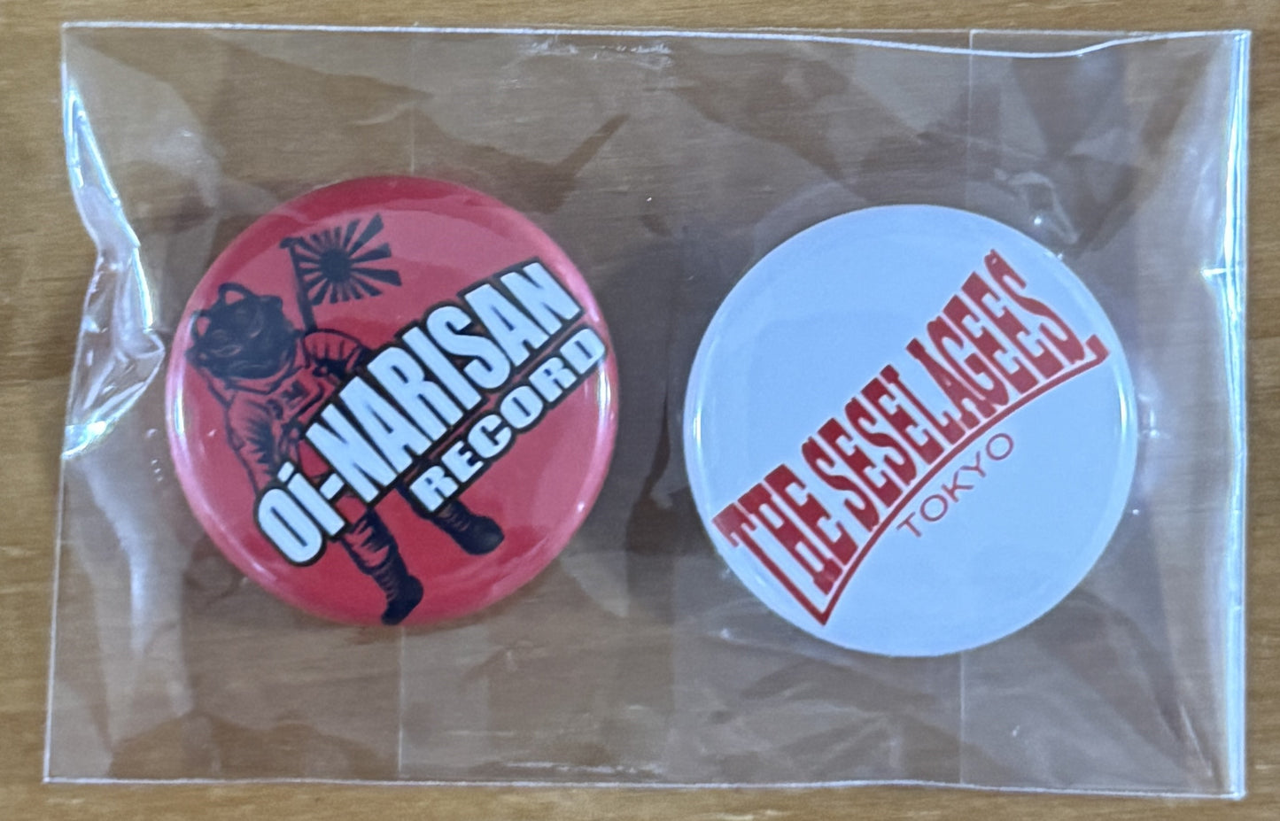 発掘アイテム【缶バッジ】ミニ2個セットTHE SESELAGEESロゴ＆OiｰNARISAN RECORDロゴ