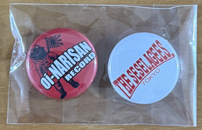 発掘アイテム【缶バッジ】ミニ2個セットTHE SESELAGEESロゴ＆OiｰNARISAN RECORDロゴ