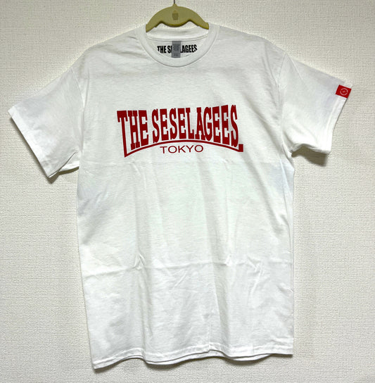【Tシャツ】復刻版 THE SESELAGEESロゴ・白　Mサイズのみ